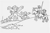 Quijote Molinos Sancho Mancha Viento Molino Panza Abril Cervantes Educ Childrencoloring Burro sketch template