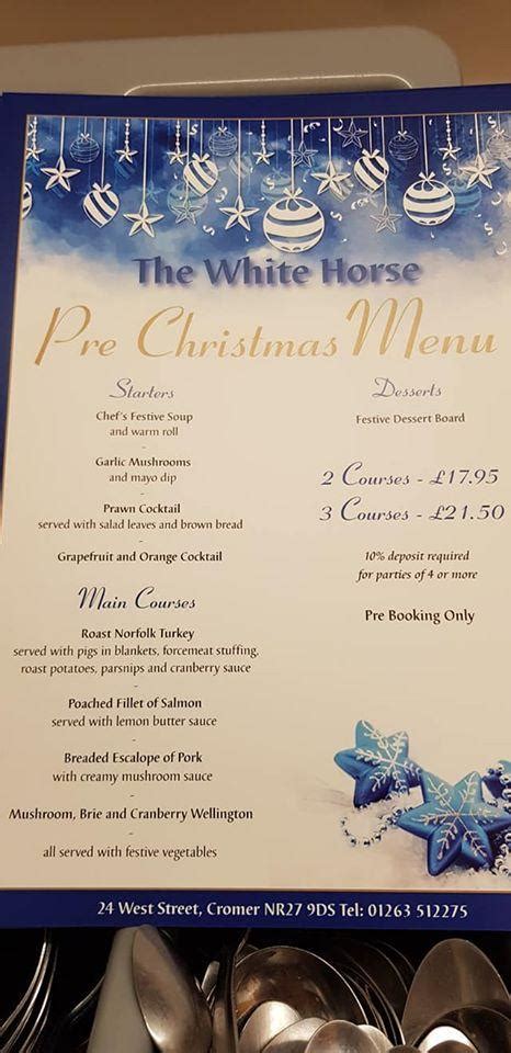 menu   white horse pub bar cromer  west st