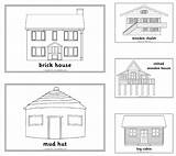 Sparklebox Houses Colouring Pages Homes Types Coloring House Mud Wooden Simple sketch template