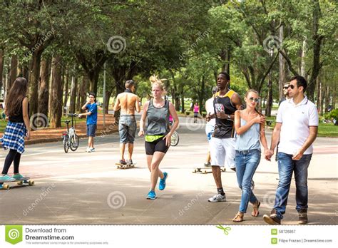 People Enjoy A Hot Day In Ibirapuera Park In Sao Paulo