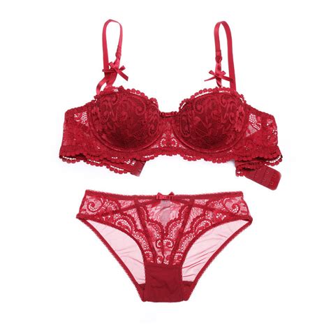 summer 2016 french women underwear bra set red embroidery