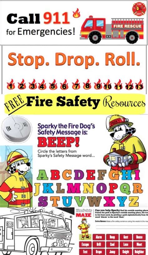 fire safety bookmark punch card printables resources