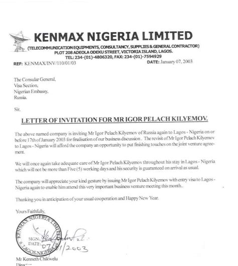invitation letter  visa nigeria onvacationswallcom