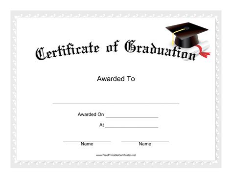 graduation certificate template grey  printable