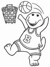 Coloring Barney Basketball Playing Printable Dinosaur Pages Ecoloringpage sketch template