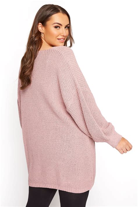 oversized gebreid vest met ballonmouwen  roze  clothing