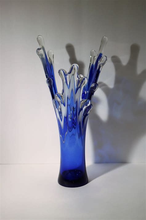 Venetian Style Cobalt Blue White And Clear Water Etsy Cobalt Glass