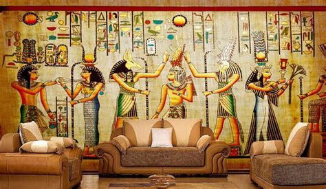 Egyptian Wall Painting Vintage Photo Wallpaper Custom 3d