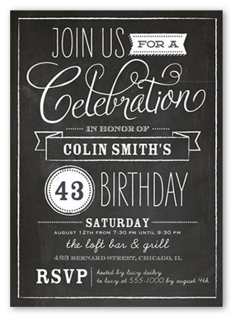 chalkboard wishes surprise birthday invitation shutterfly
