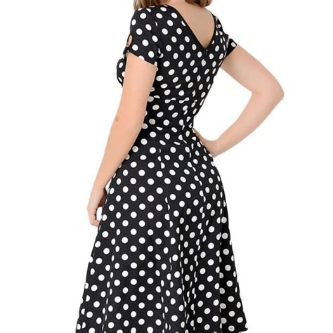 White Black Dotted Gril Summer 1940 Swing Dresses Online