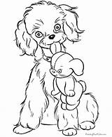 Coloring Pages Dog Puppy Printable Puppies Cute Stuffed Kids Animal Colour Drawing Color Dogs Cartoon Print Beautiful 479a Doll Sheet sketch template