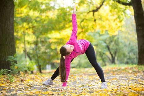 autumn yoga triangle pose  photo