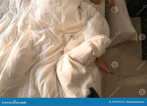 The Foot Of A Sleeping Girl In The Morning Hangs Down The Bed Spy