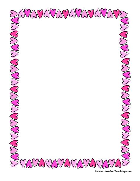 valentines day paper hearts border  fun teaching