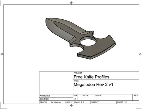 megalodon push dagger  template cad link belnap custom knives llc