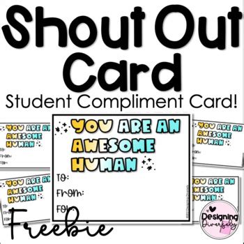 shout  compliment card    awesome human freebie tpt
