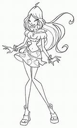Coloring Winx Flora Pages sketch template