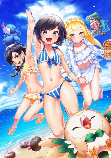 Lillie Selene Lana Mallow Rowlet And 2 More Pokemon And 3 More