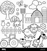 Farm Animals Coloring Book Vector Illustration sketch template