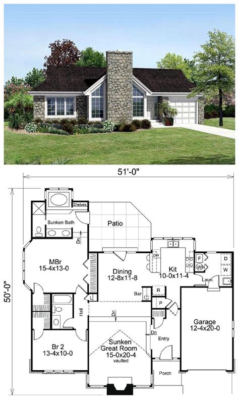 ranch style house plan    bed  bath  car garage   house layout plans