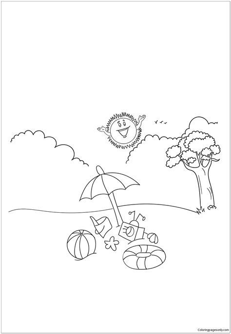 summer vacation coloring page  printable coloring pages