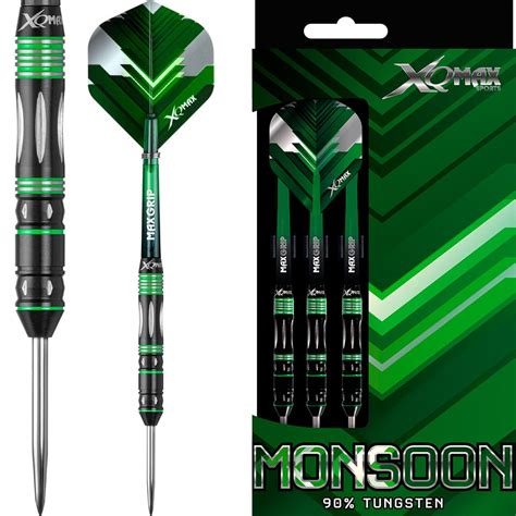 xqmax monsoon darts steel tip tungsten black green grooves