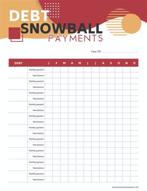 printable debt snowball worksheet  printable templates