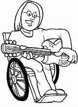 Coloring Pages Disability People Clipart Disabilities Singing Disabled Guitar Hot Playing Cliparts Wheels Boy Color Bowling Music Kids Car Clip sketch template