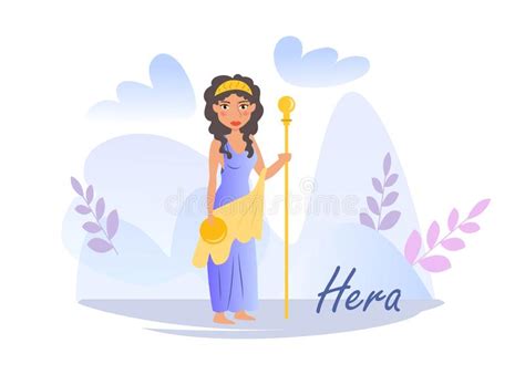 Cute Greek Mythology Ancient Woman God Hera Stock Vector