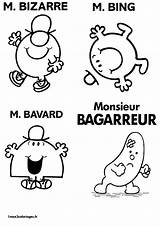 Monsieur Bizarre Bagarreur Bavard Mme école Coloriages Colorier Maternelle Activité Ecole Risette Visuels sketch template