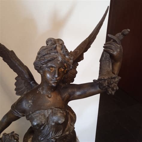 bronze statue  lf moreau french sculpture pax flying angel etsy