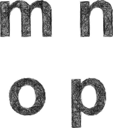 Lowercase Letters M N O P In Sketch Font Set Vector Hand Sketched P