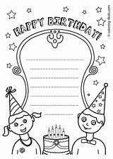 Coloring Birthday Pages Happy Cards Printable Kids Card Template Printables Print Children Holiday Adults Boy Greeting Boys Mothers Cake Daddy sketch template
