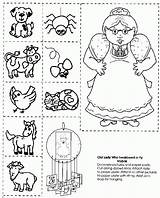 Coloring Lady Old Swallowed Fly Who sketch template