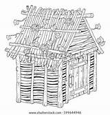 Straw House Coloring Three Hut Little Pigs Sticks Pages Template sketch template