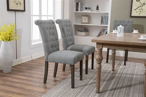 upholstered rustic dining chairs set   tufted high  padded dining chairs wsolid wood
