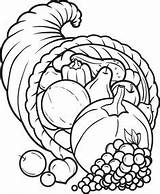 Cornucopia Coloring Pages Thanksgiving Drawing Food Printable Kids Sketch Para Abundancia Cuerno La Fall Big Dibujos Heart Pencil Turkey Color sketch template
