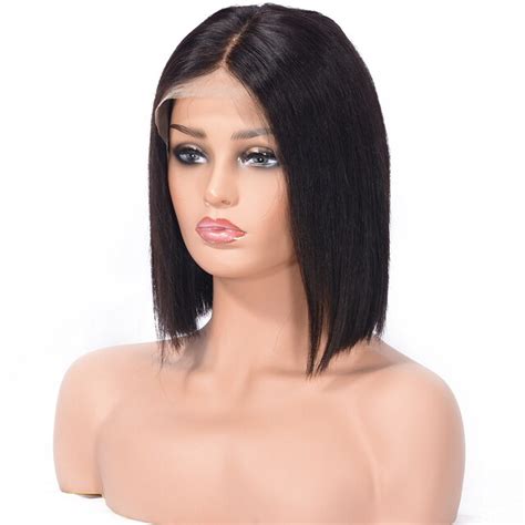 Pre Plucked Natural Color Shoulder Length Bob Haircut Wigs For Black