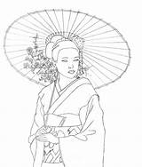 Geisha Lineart sketch template