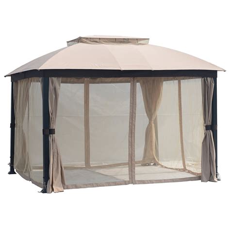 mosquito netting outdoor gazbeo canopy double roof vented  sand