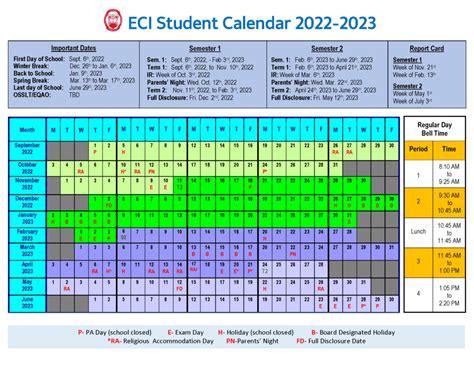 student calendar eastwood collegiate institute