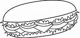 Sandwich Clipart Sub Clip Cartoon Hamburger Food Drawing Cliparts Ham Line Submarine Bread Sandwiches Bun Chips Burger Coloring Outline Clipartpanda sketch template