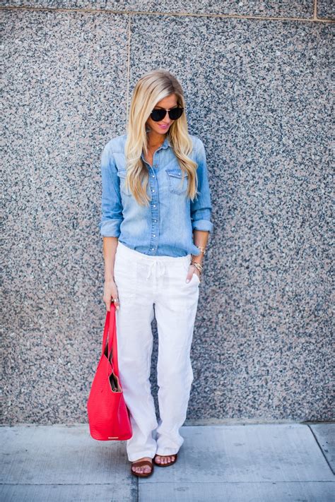 top trend series  ways  style white linen pants elle
