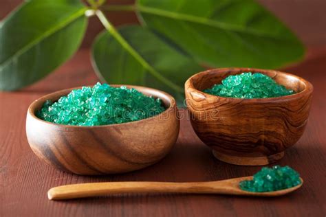 green herbal salt  essential oils  healthy spa bath stock image