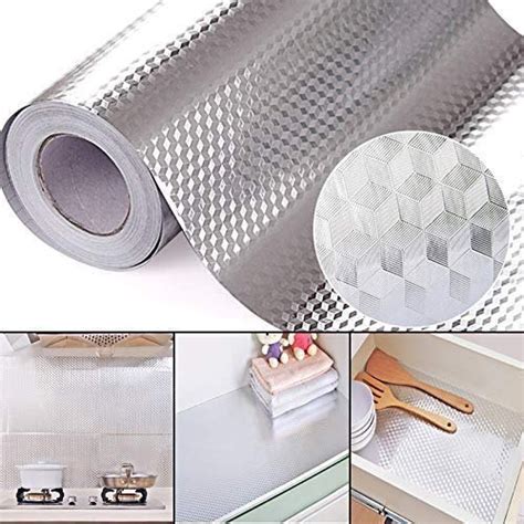 Proffitto Aluminum Foil Stickers Oil Proof Kitchen Backsplash Wallpaper