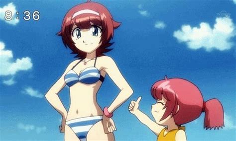 madoka and maru at the beach beyblade zero g the best of anime