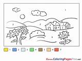 Kids Village Painting Number Colouring Coloring Sheet Title sketch template