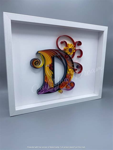 quilling art beautifuly quilled letter  framed picture etsy