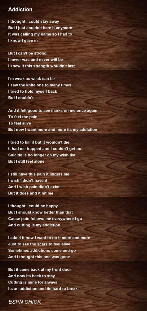 addiction poem by espn chick poem hunter