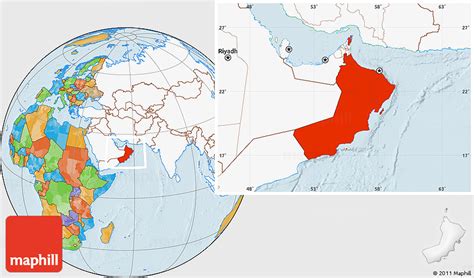 political location map  oman highlighted continent